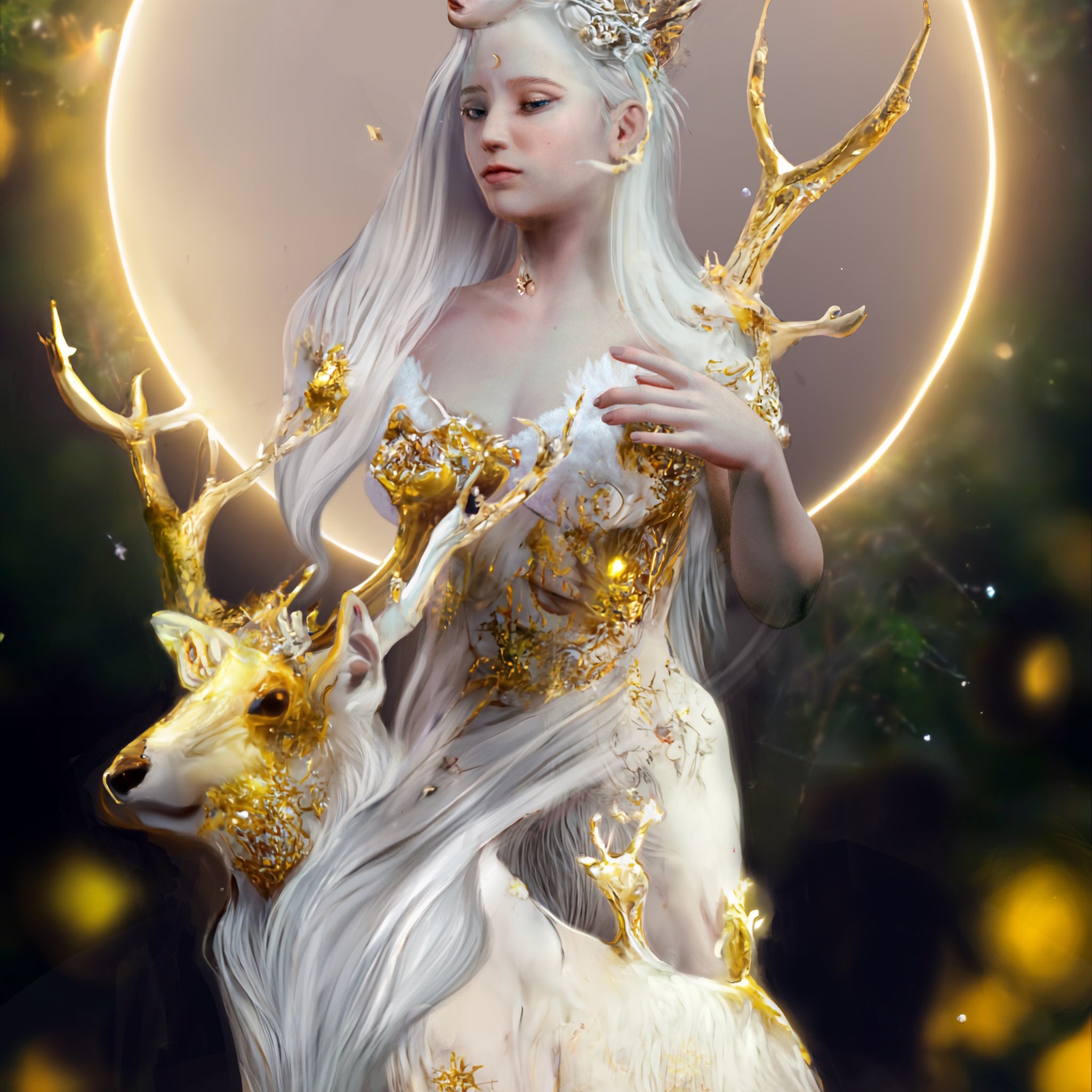 🌙The Divination of the Deer Goddess🌙 Print - Haze Long Fine Art and Resources Store