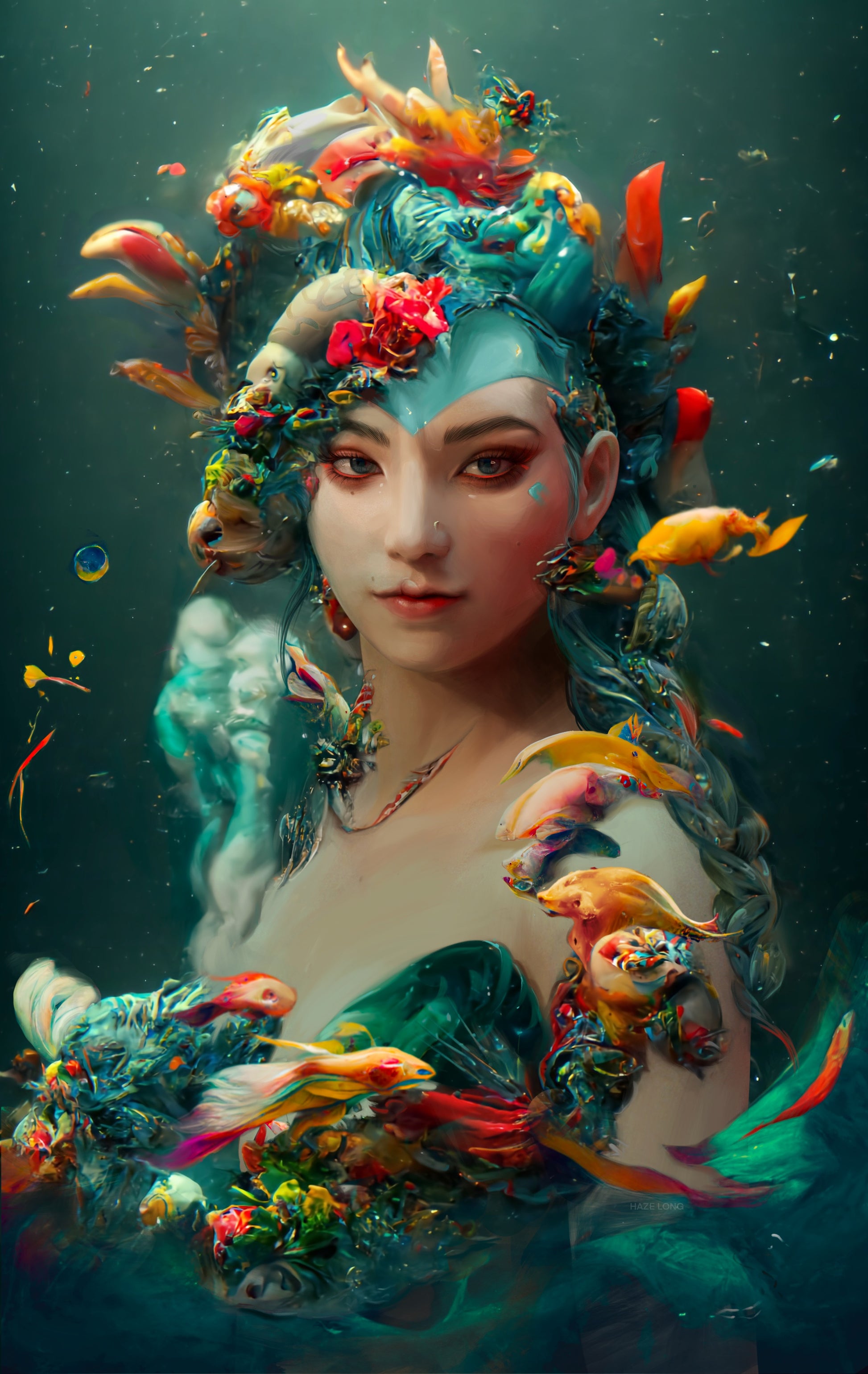Pisces, the Empath Goddess of Healing Print - Haze Long Fine Art and Resources Store